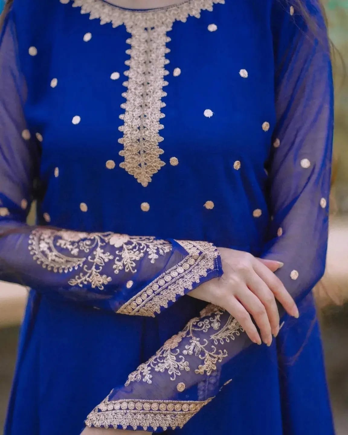 New Blue Embroidery 3 Piece Suit