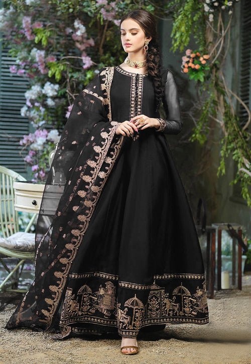 Shahi Border Embroidered Maxi With Embroidery Dupatta 3Piece