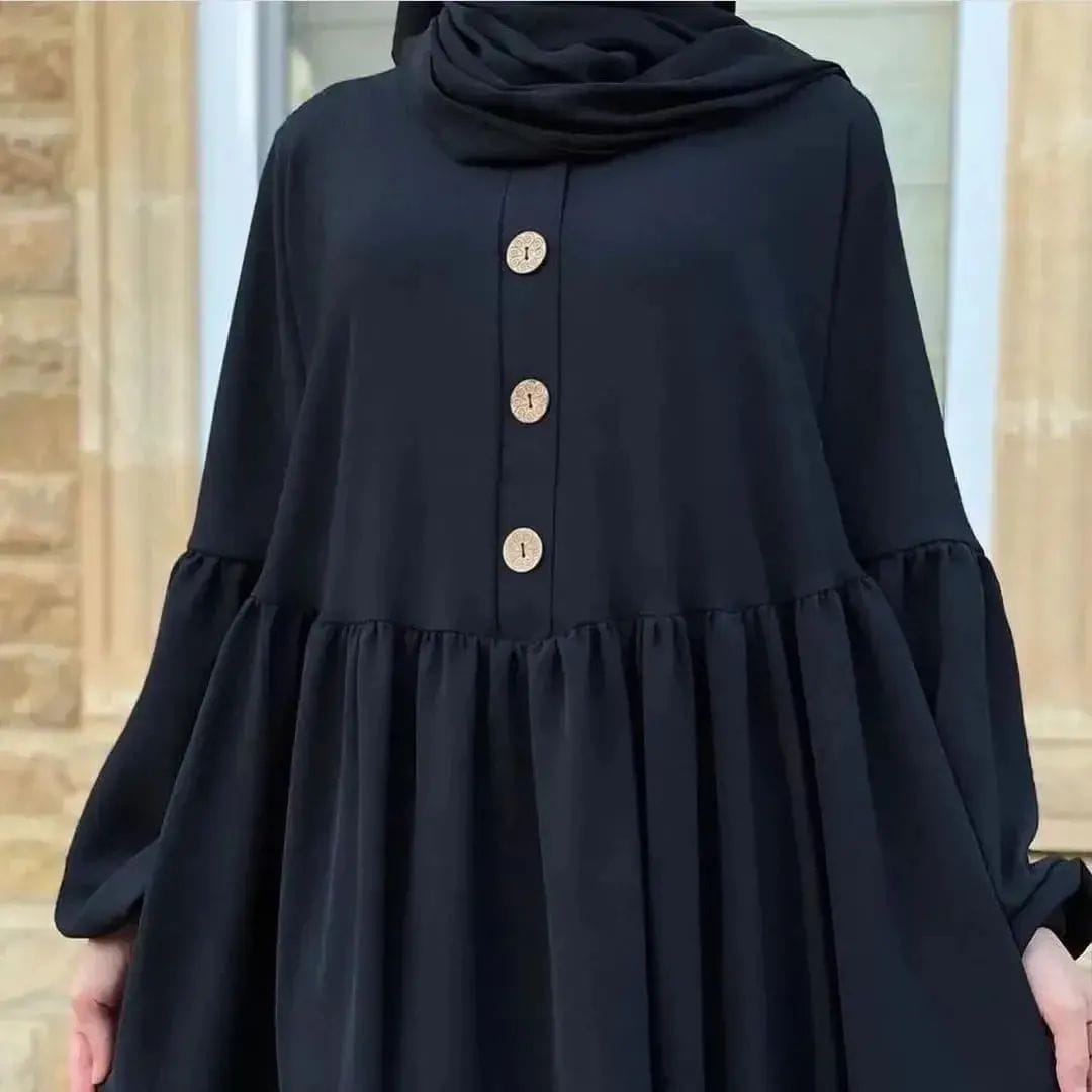 Wood Button Abaya