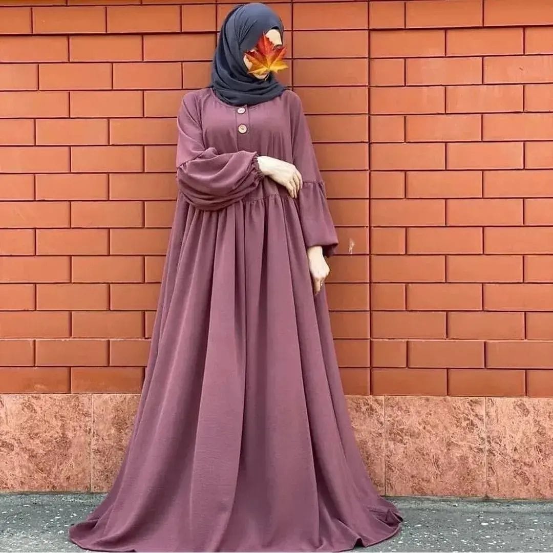 Wood Button Abaya